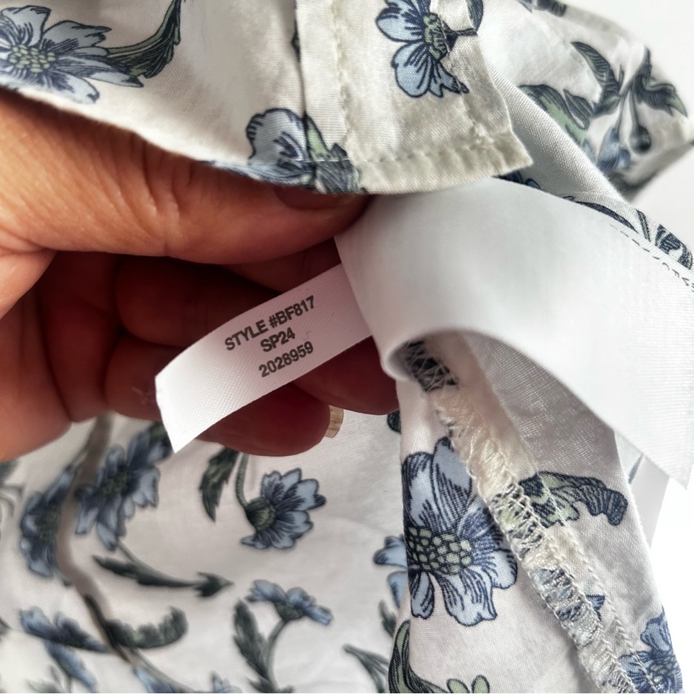 J.Crew Blue Floral Print Cotton Button Front Shirt Size Large - Picture 6 of 8